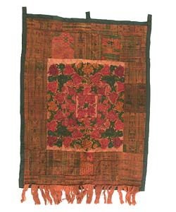 Embroidered Rust-Red Tapestry (Guatemala)