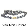 DaVonna 14k Gold Cultured Akoya Black Pearl Necklace (6.5-7 mm/ 30 in)