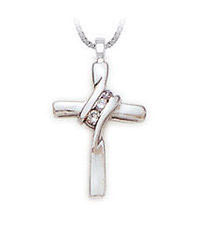 14k White Gold Diamond Cross Pendant