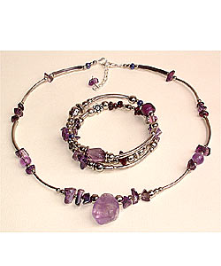 Silver  Amethyst Bracelet and Necklace (Peru)