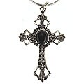 Sterling Essentials Sterling Silver 24-inch Black Onyx Cross Pendant Necklace