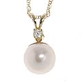 14-kt. Diamond 7.5-8 mm Cultured Pearl Pendant