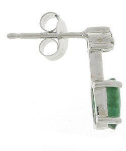 14k White Gold Emerald Diamond Earrings