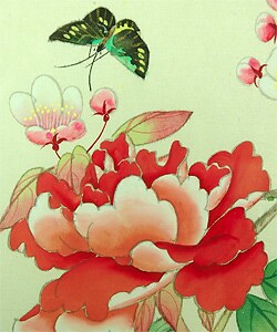 Butterfly and Flowers Watercolor Wall Hanging (China)