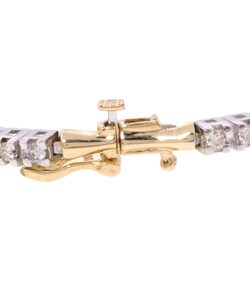 14k Gold 1ct Diamond 3-stone Bar Link Bracelet
