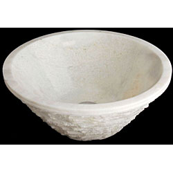 Fontaine Chiseled White Marble Bathroom Vessel Sink