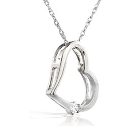 14k White Gold Diamond Heart Necklace