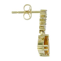 14k Gold Diamond and Citrine Earrings