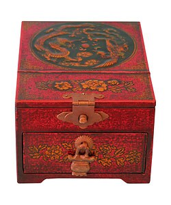 Tibetan Leather Mirror Jewelry Box
