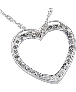 14k White Gold 1/8ct Diamond Heart Pendant