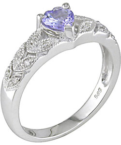 14k White Gold Diamond Tanzanite Ring