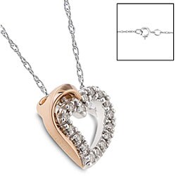 14k Two-tone 1/8ct Heart Diamond Pendant