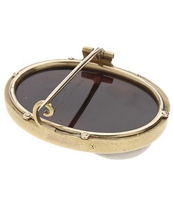 18k Yellow Gold Antique Stone Cameo Pin