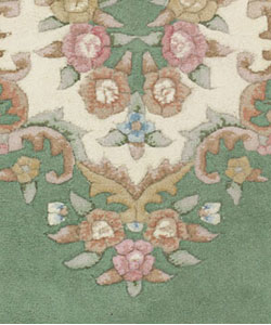 Hand-knotted Green Aubusson Wool Runner (2'6 x 8')