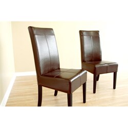 Dark Brown By-cast Leather Dining Chairs (Set of 2)