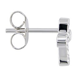 14k White Gold Diamond Cross Earrings