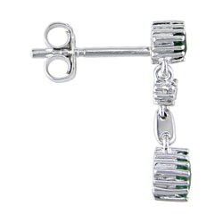 14k White Gold Diamond Emerald Earrings (Bulk Pack of 2)