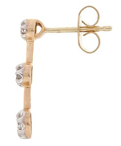 10k Gold 1/10ct TDW Diamond Three-Stone Earrings (M-O, I3)