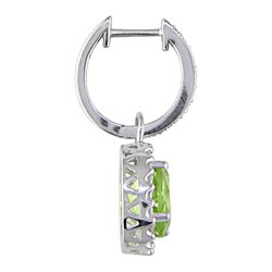 14k Gold 2/5ct Diamond Peridot Oval Drop Earrings