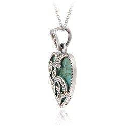 Sterling Silver Marcasite and Turquoise Heart Necklace