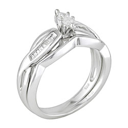 14k White Gold 1/4ct TDW Diamond Bridal Ring Set