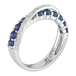 14k White Gold Sapphire and 1/10ct TDW Diamond Ring (J-K, I2-I3)