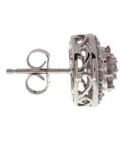 14-kt White Gold & 1-ct TW Diamond Cluster Earrings