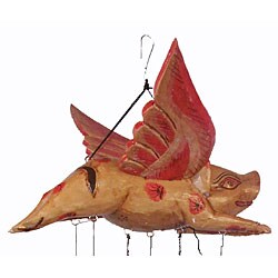 Handcrafted Flying Pig Bamboo Windchime (Indonesia)