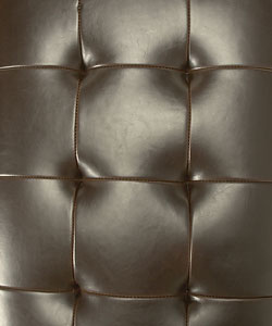 Tufted Leather Storage Bench Dark Brown
