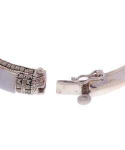 Sterling Silver Marcasite Blue Lace Agate Bangle