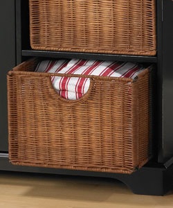 Black Wicker Drawer Sideboard