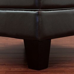 Leather Tufted Ottoman Dark Brown