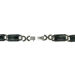 Sterling Silver Marcasite and Black Onyx Link Bracelet