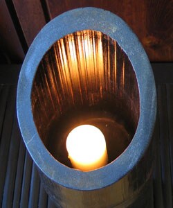Set of Two Bamboo Floor Candleholders