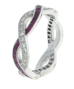 18k White Gold 3/4ct TDW Diamond Ruby Channel Ring