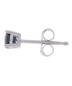 14k White Gold Round Blue Sapphire Stud Earrings