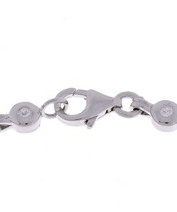 Sterling Silver CZ Bracelet with Pink Heart Charm