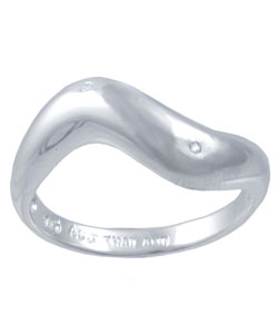 Sterling Silver Curve Ring with Gem Set Diamond