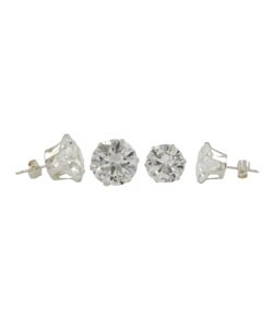 Sterling Silver CZ Earring Set (12 mm/ 10 mm )