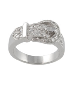 Sterling Silver Belt Buckle CZ Fashion Ring