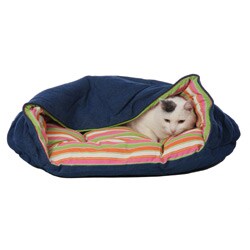 Hoodwink Snuggle Nest Denim/ Stripe Medium Pet Bed