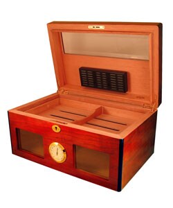 Bravo Glass-top Cherrywood Exterior Humidor Set