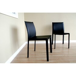 Belleme Black Leather Dining Chair (Set of 2)