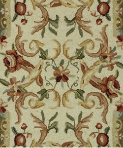 Hand-hooked Aubusson Fruit Black Wool Runner (2'6 x 4')