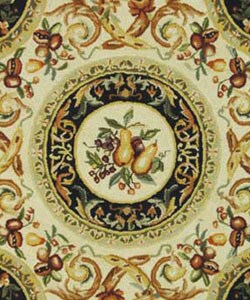 Hand-hooked Fruit Harvest Black Wool Rug (5'6 Round)