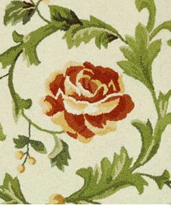 Hand-hooked Garden of Eden Ivory Wool Rug (4' Round)