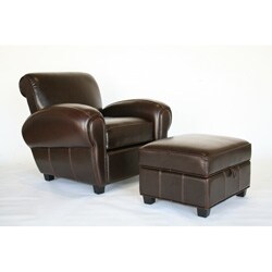 Dexter Brown Bi-cast Leather 2 Reclining Chairs & Ottoman