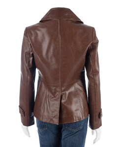 NY10018 Women's Double Breasted Leather Jacket