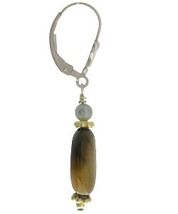 Charming Life Tiger Eye and  Pearl Leverback Earrings