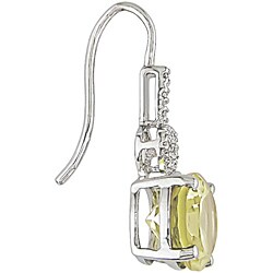 14k White Gold Lemon Quartz Hook Earrings